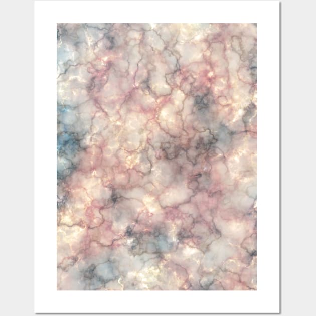 Pink Blue Cream Realistic Marble Pattern Wall Art by Printable Pretty